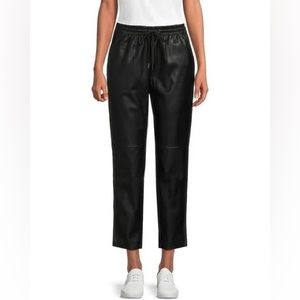 Faux Leather Drawstring Pants - S